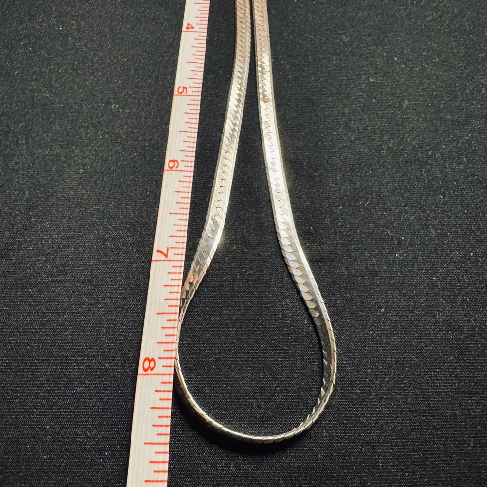 17” Sterling Silver Herringbone Necklace - Picture 3 of 9
